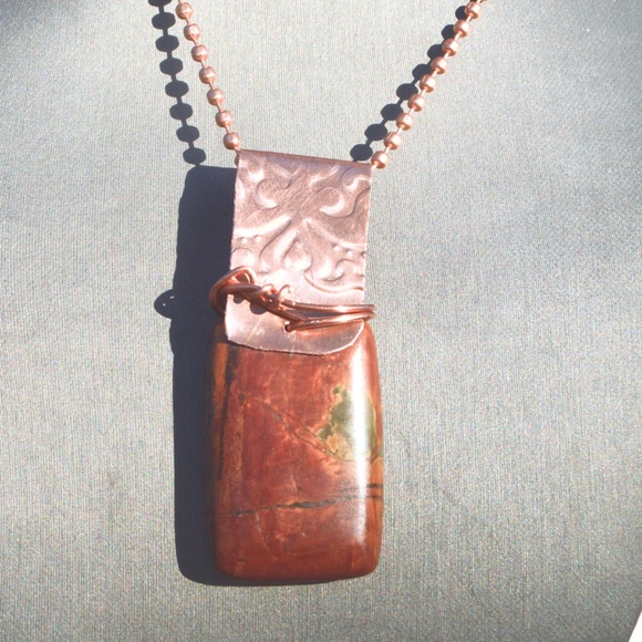 Conceptual Subculture Jewelry - Picasso Jasper Dog Tag Pendant Necklace Copper